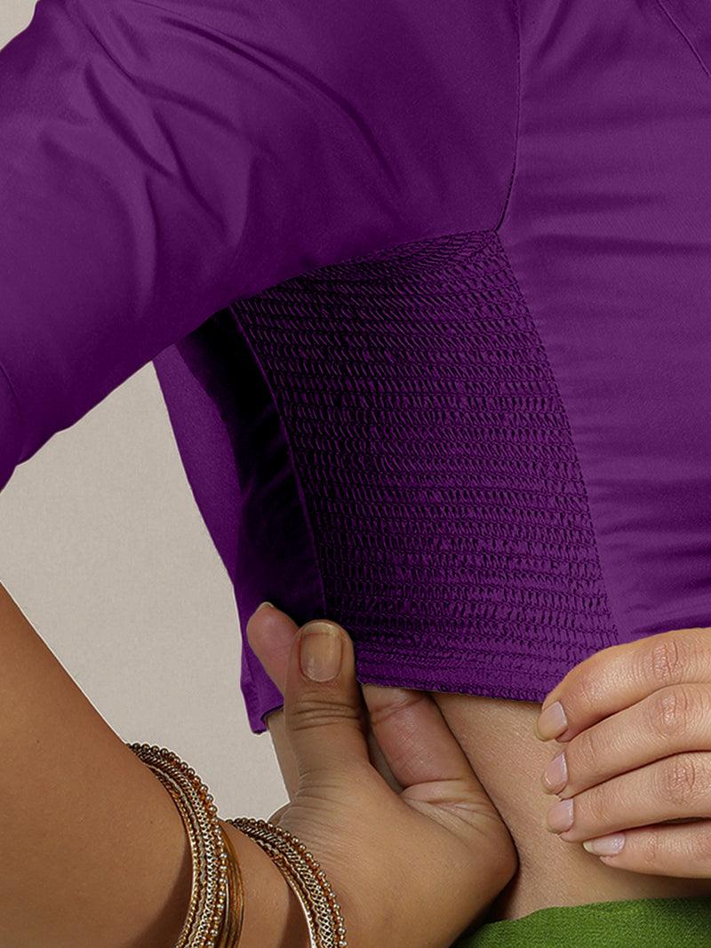 Myra x Rozaana | Purple Backless Saree Blouse w/ FlexiFit™-Binks