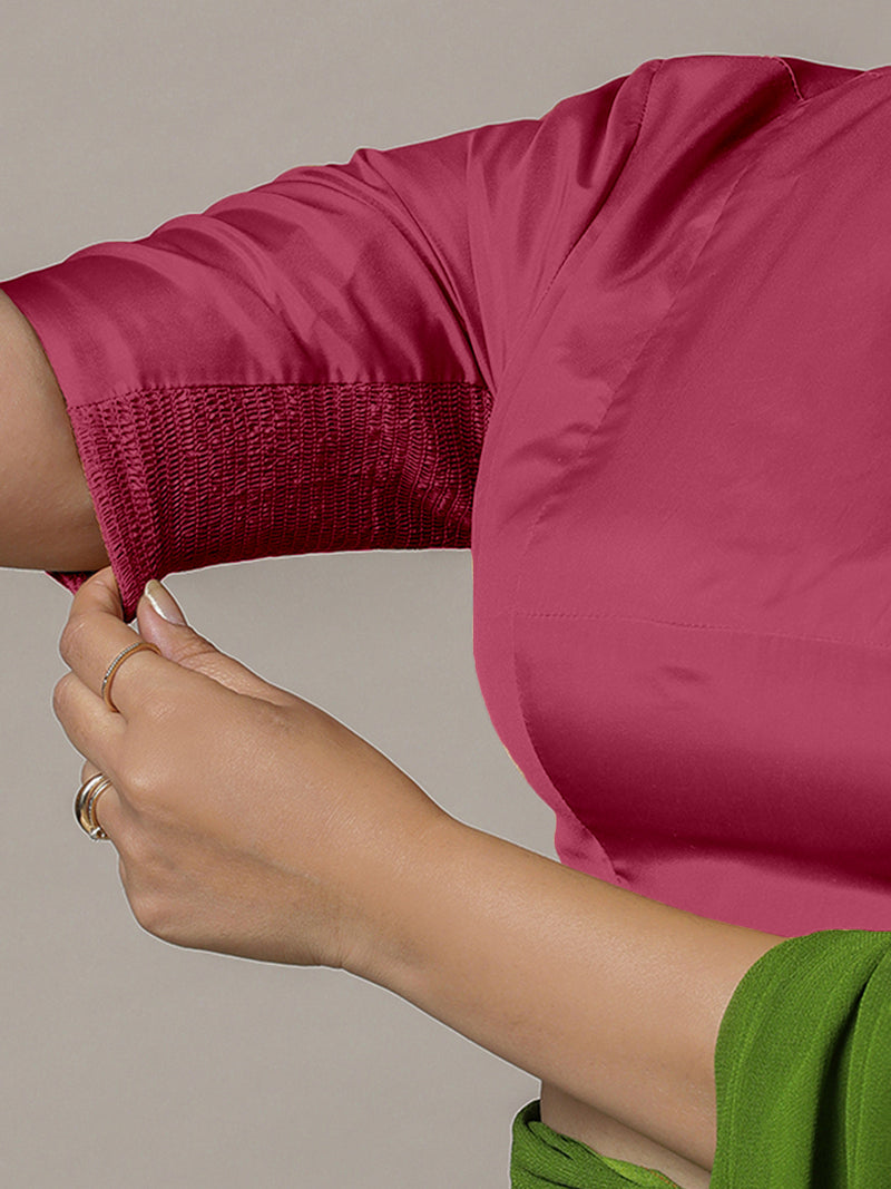 Myra x Rozaana | Rani Pink Backless Saree Blouse w/ FlexiFit™-Binks