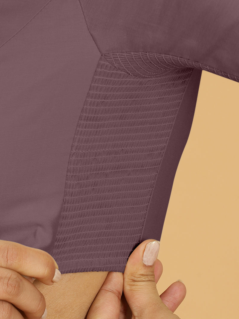 Nidhi x Rozaana | Elbow Sleeves Saree Blouse in Purple Mauve-Binks