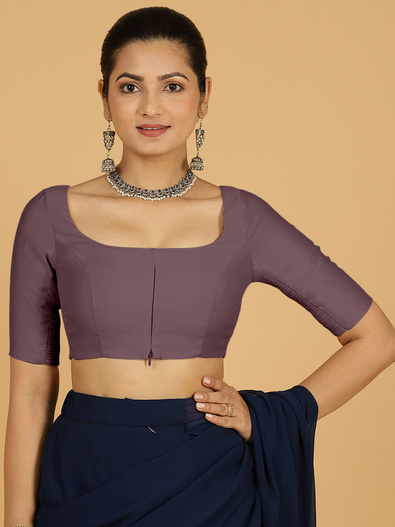 Nidhi x Rozaana | Elbow Sleeves Saree Blouse in Purple Mauve-Binks