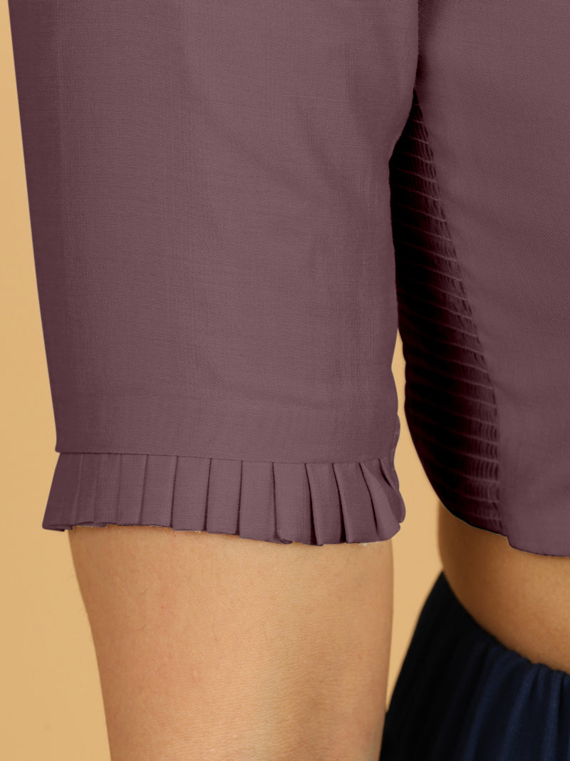 Nihira x Rozaana | Elbow Sleeves Saree Blouse in Purple Mauve-Binks