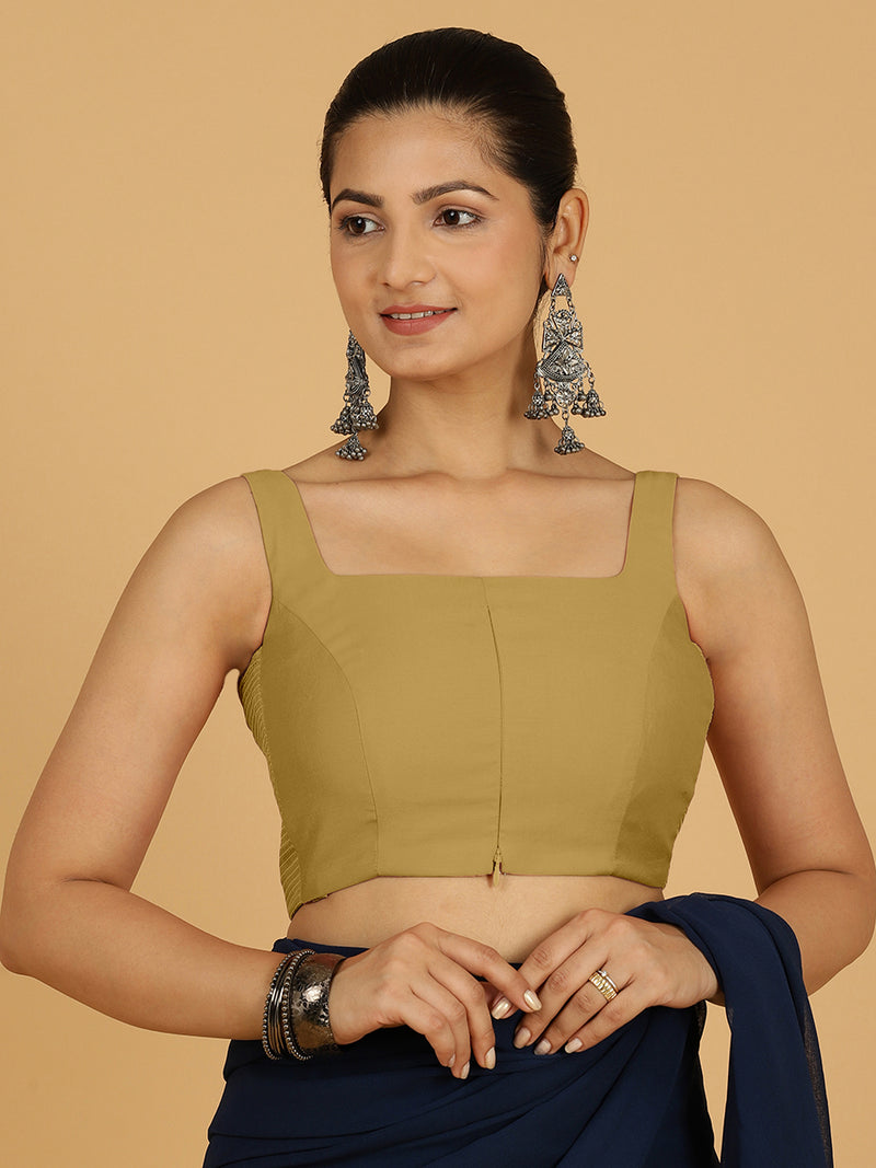 Nirma x Rozaana | Saree Blouse in Dijon Mustard-Binks