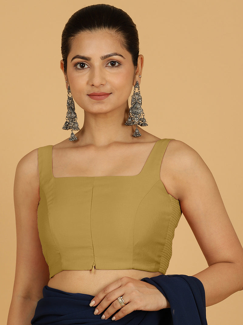 Nirma x Rozaana | Saree Blouse in Dijon Mustard-Binks