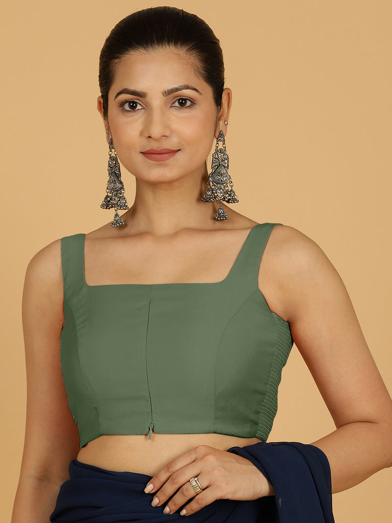 Nirma x Rozaana | Saree Blouse in Hunter Green-Binks