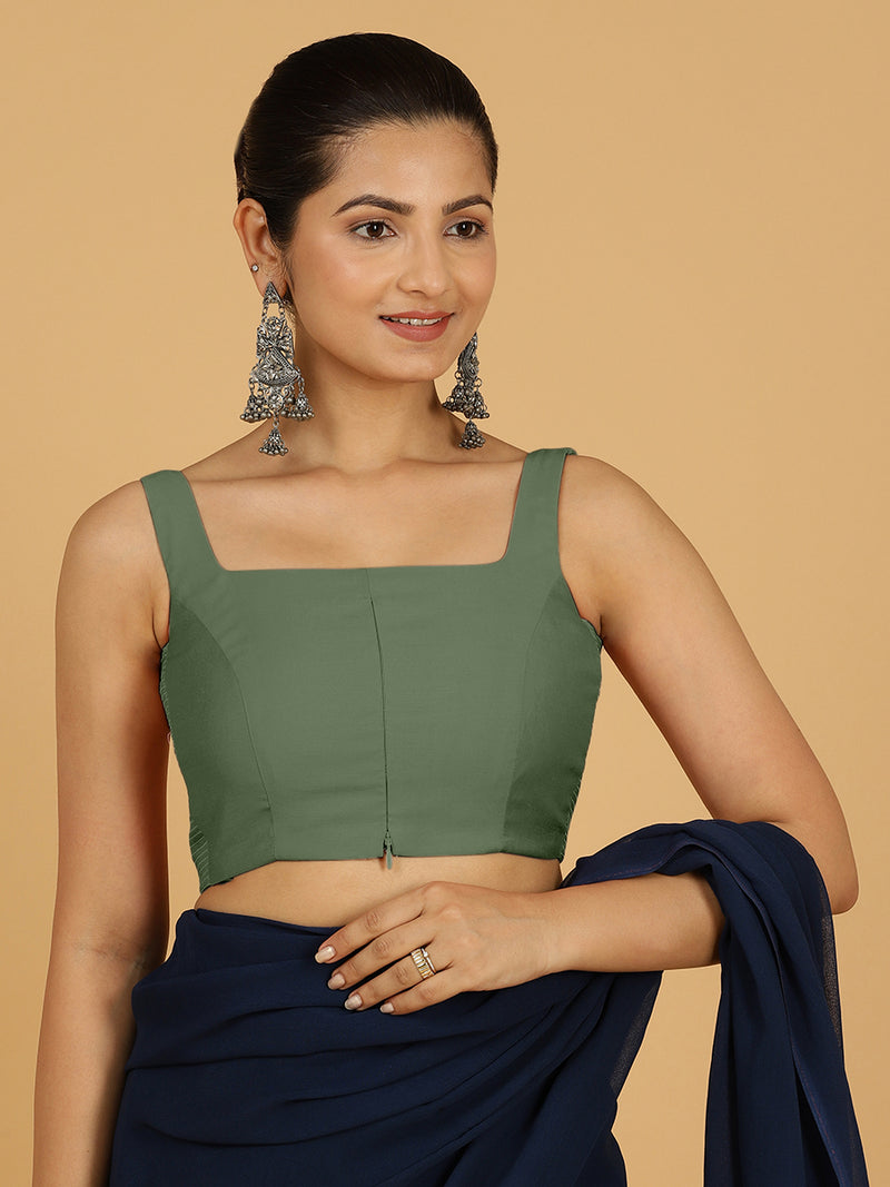 Nirma x Rozaana | Saree Blouse in Hunter Green-Binks