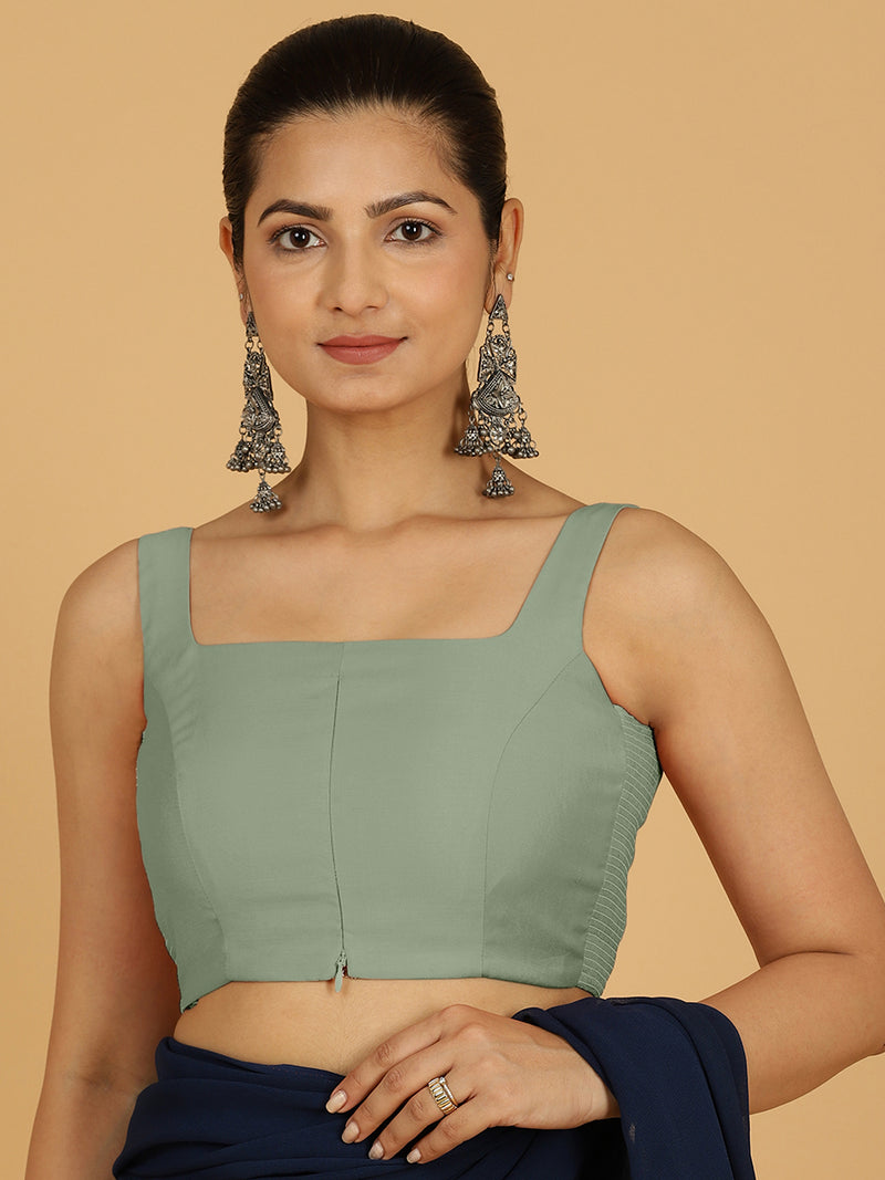 Nirma x Rozaana | Saree Blouse in Mint Green-Binks