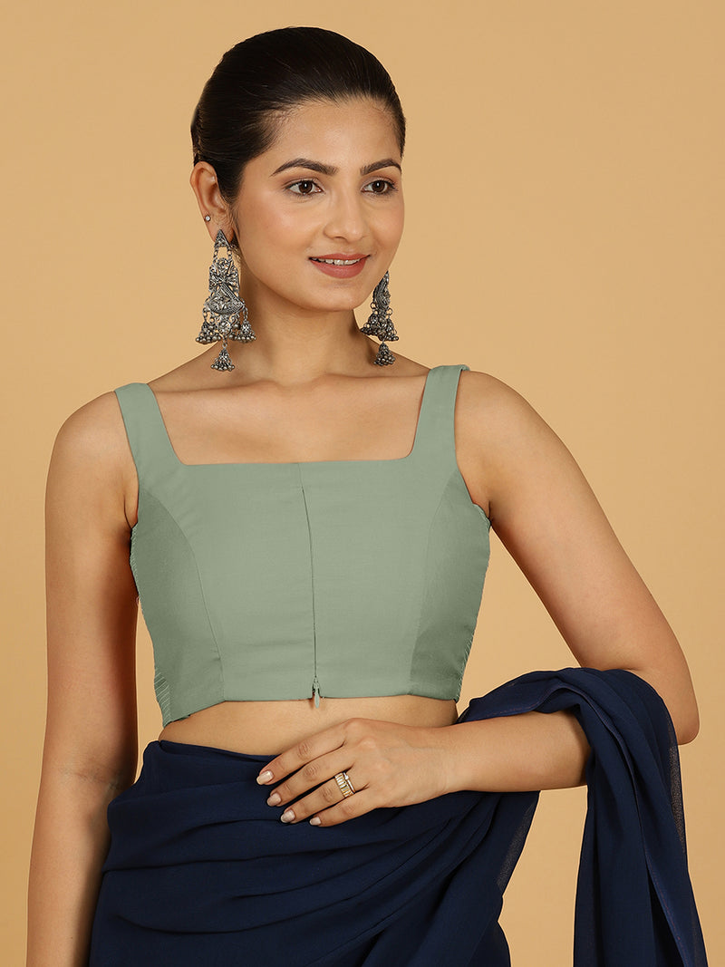 Nirma x Rozaana | Saree Blouse in Mint Green-Binks