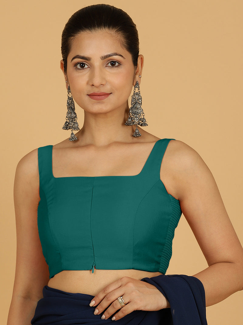 Nirma x Rozaana | Saree Blouse in Peacock Green-Binks