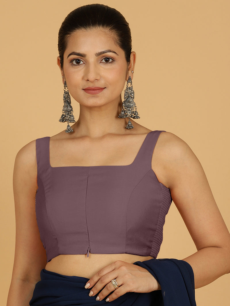 Nirma x Rozaana | Saree Blouse in Purple Mauve-Binks