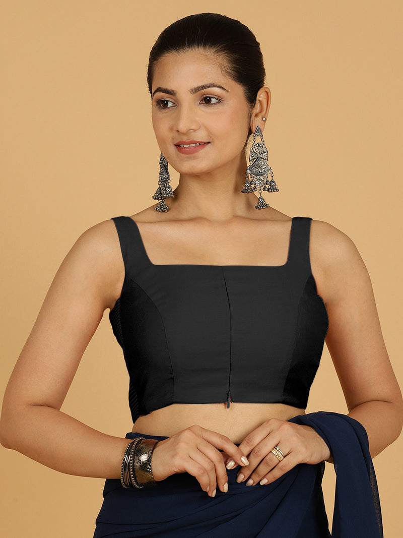 Nirma x Rozaana | Saree Blouse in Raven Black-Binks