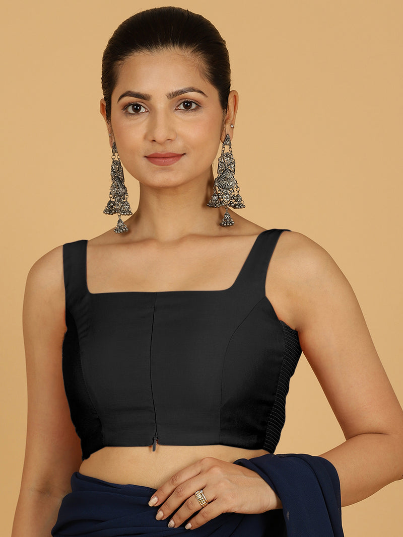 Nirma x Rozaana | Saree Blouse in Raven Black-Binks