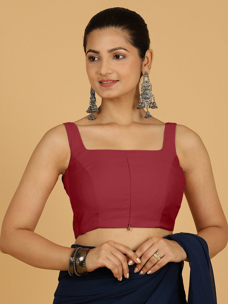 Nirma x Rozaana | Saree Blouse in Scarlet Red-Binks