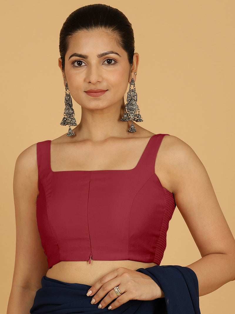 Nirma x Rozaana | Saree Blouse in Scarlet Red-Binks
