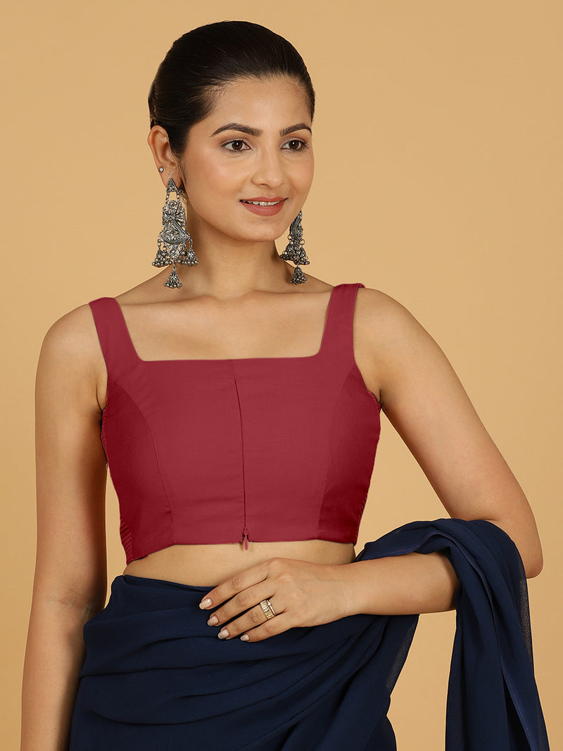 Nirma x Rozaana | Saree Blouse in Scarlet Red-Binks