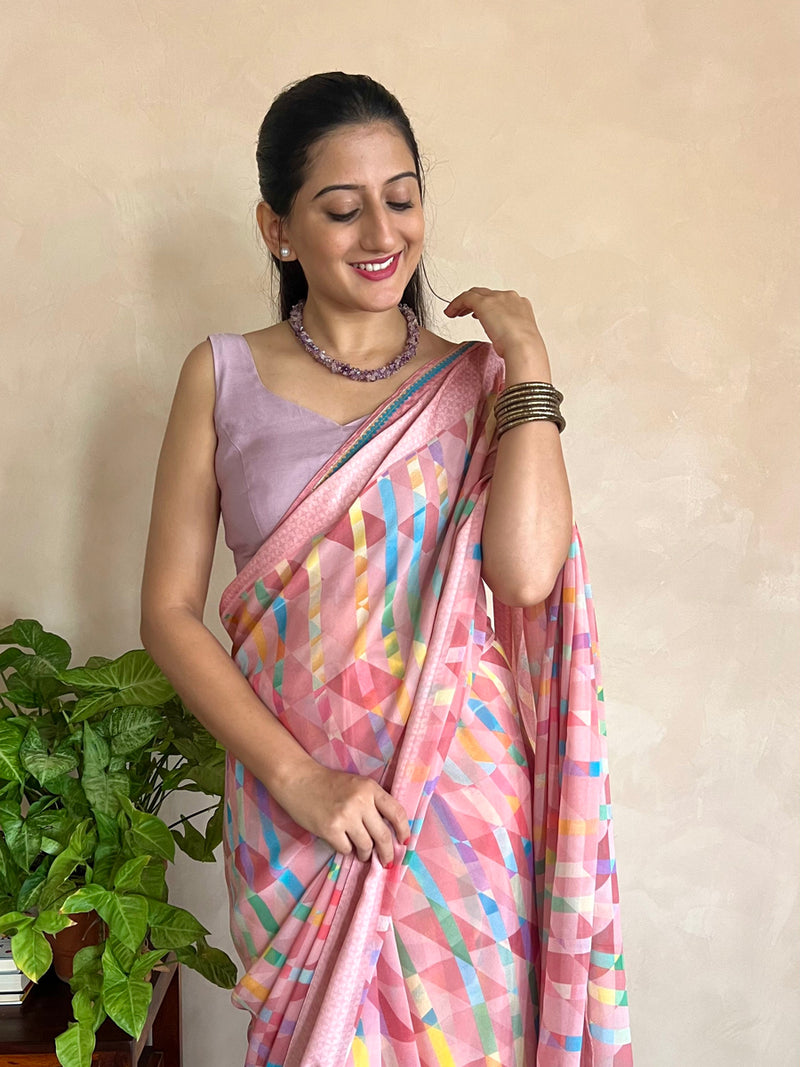 Nitya x Rozaana | Sleeveless Saree Blouse in Lilac-Binks