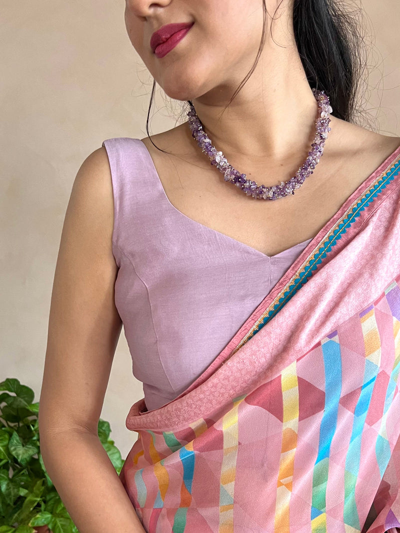 Nitya x Rozaana | Sleeveless Saree Blouse in Lilac-Binks