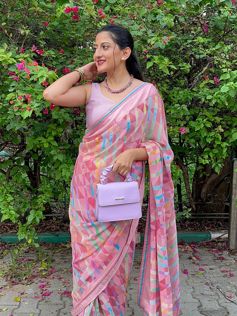 Nitya x Rozaana | Sleeveless Saree Blouse in Lilac-Binks