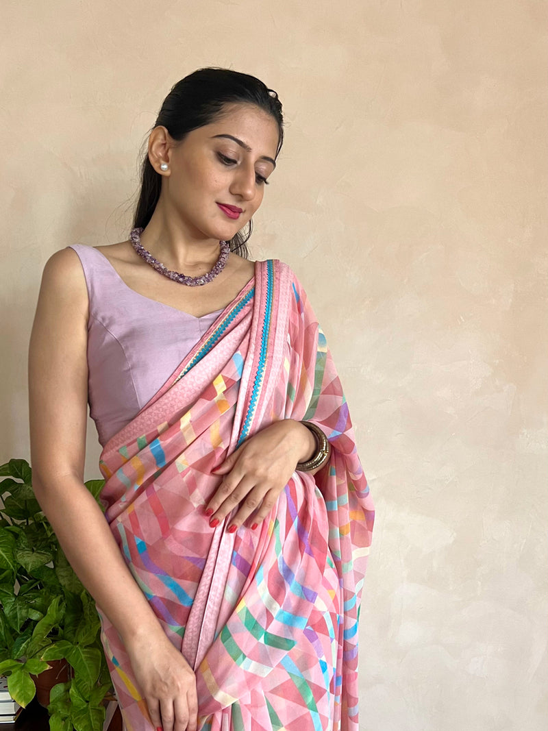Nitya x Rozaana | Sleeveless Saree Blouse in Lilac-Binks