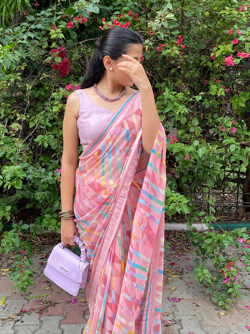 Nitya x Rozaana | Sleeveless Saree Blouse in Lilac-Binks