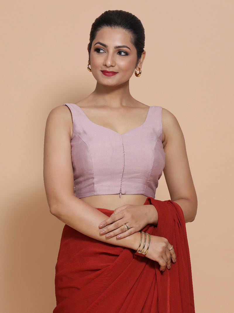 Nitya x Rozaana | Sleeveless Saree Blouse in Lilac-Binks
