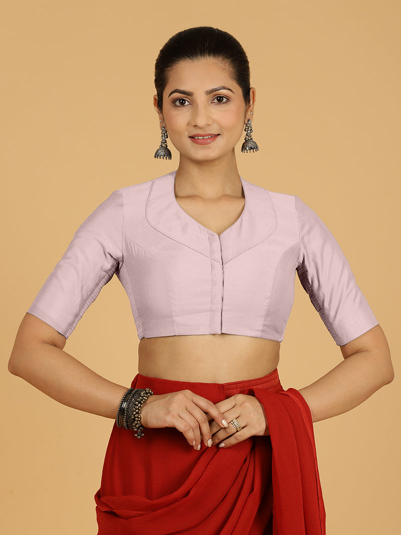Pallavi x Rozaana | Elbow Sleeves Saree Blouse in Lilac-Binks
