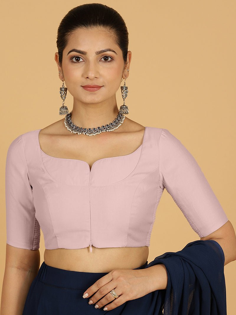 Priya x Rozaana | Elbow Sleeves Saree Blouse in Lilac-Binks