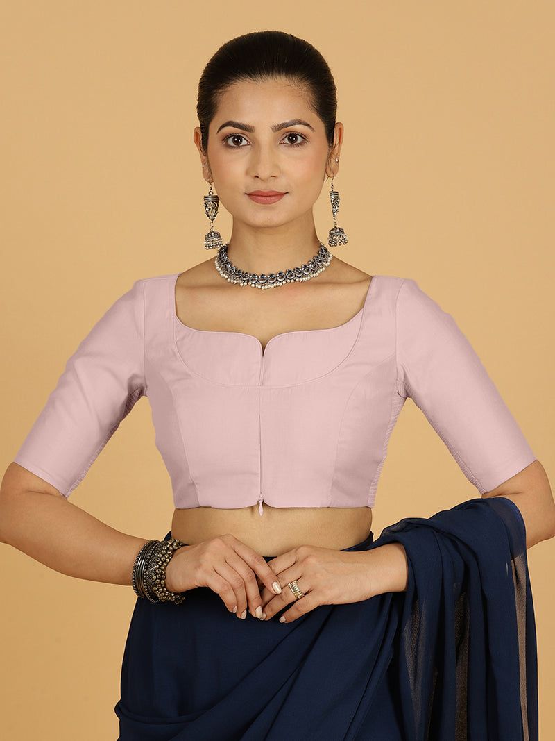 Priya x Rozaana | Elbow Sleeves Saree Blouse in Lilac-Binks
