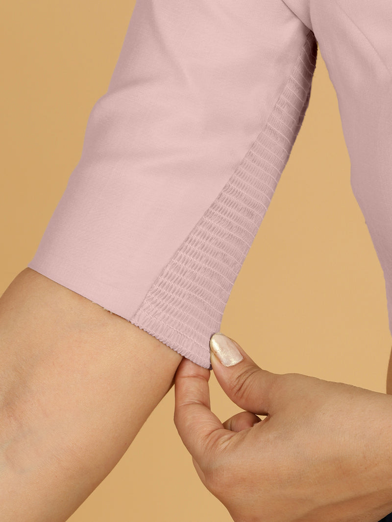 Priya x Rozaana | Elbow Sleeves Saree Blouse in Lilac-Binks