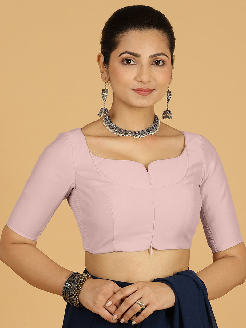 Priya x Rozaana | Elbow Sleeves Saree Blouse in Lilac-Binks