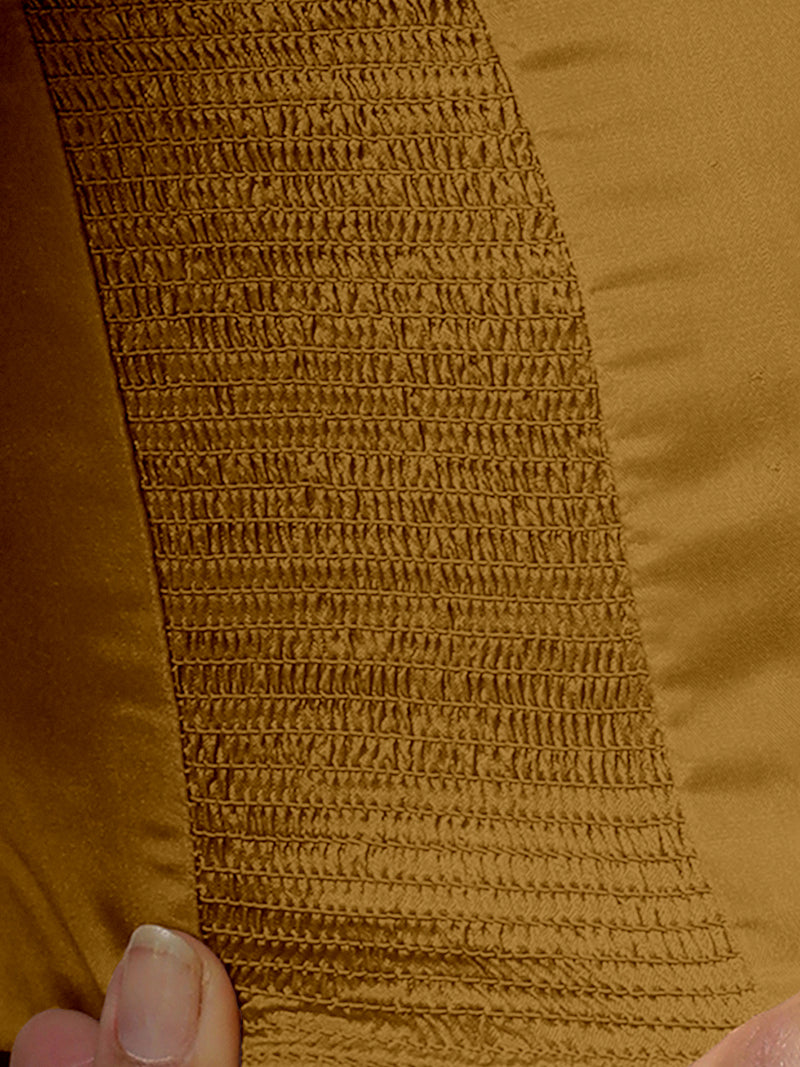 Raisa x Rozaana | Bronze Gold Sleeveless FlexiFit™ Saree Blouse with Simple V Neckline and Back Cut-out with Tie-Up-Binks