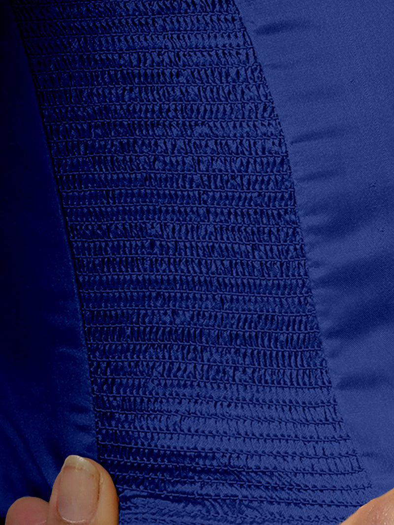 Raisa x Rozaana | Cobalt Blue Sleeveless FlexiFit™ Saree Blouse with Simple V Neckline and Back Cut-out with Tie-Up-Binks