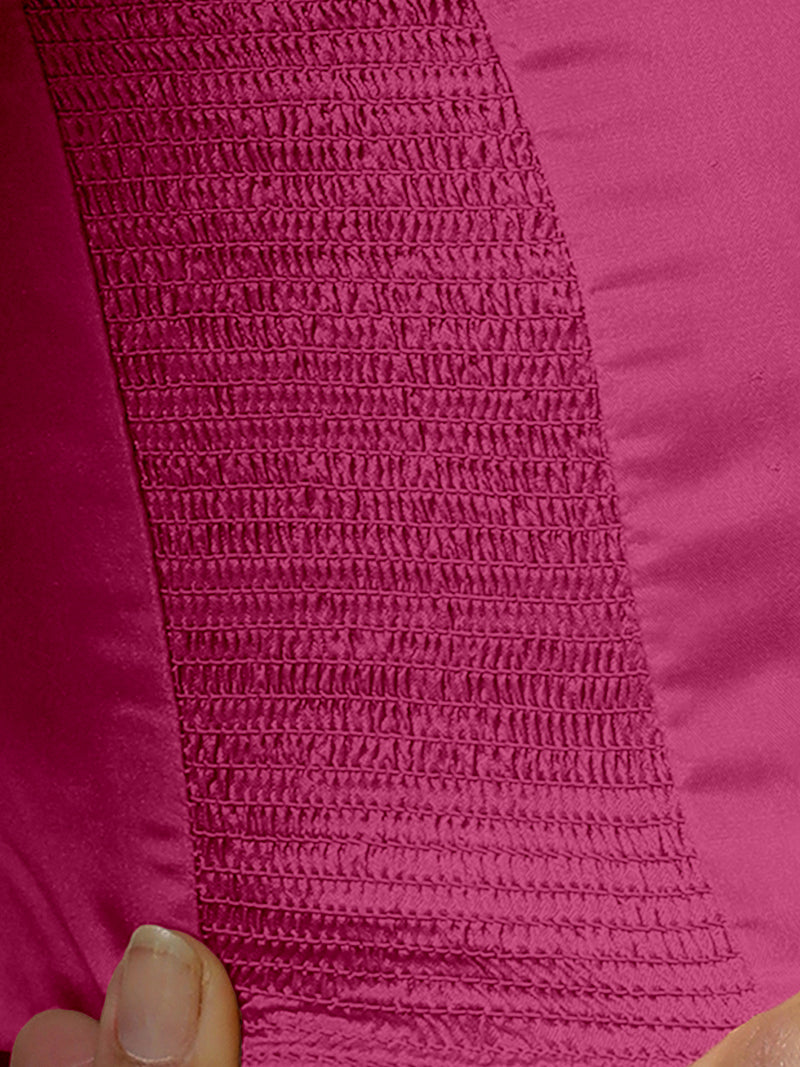 Raisa x Rozaana | Sleeveless Hot Pink FlexiFit™ Saree Blouse with Curved V-Neck-Binks