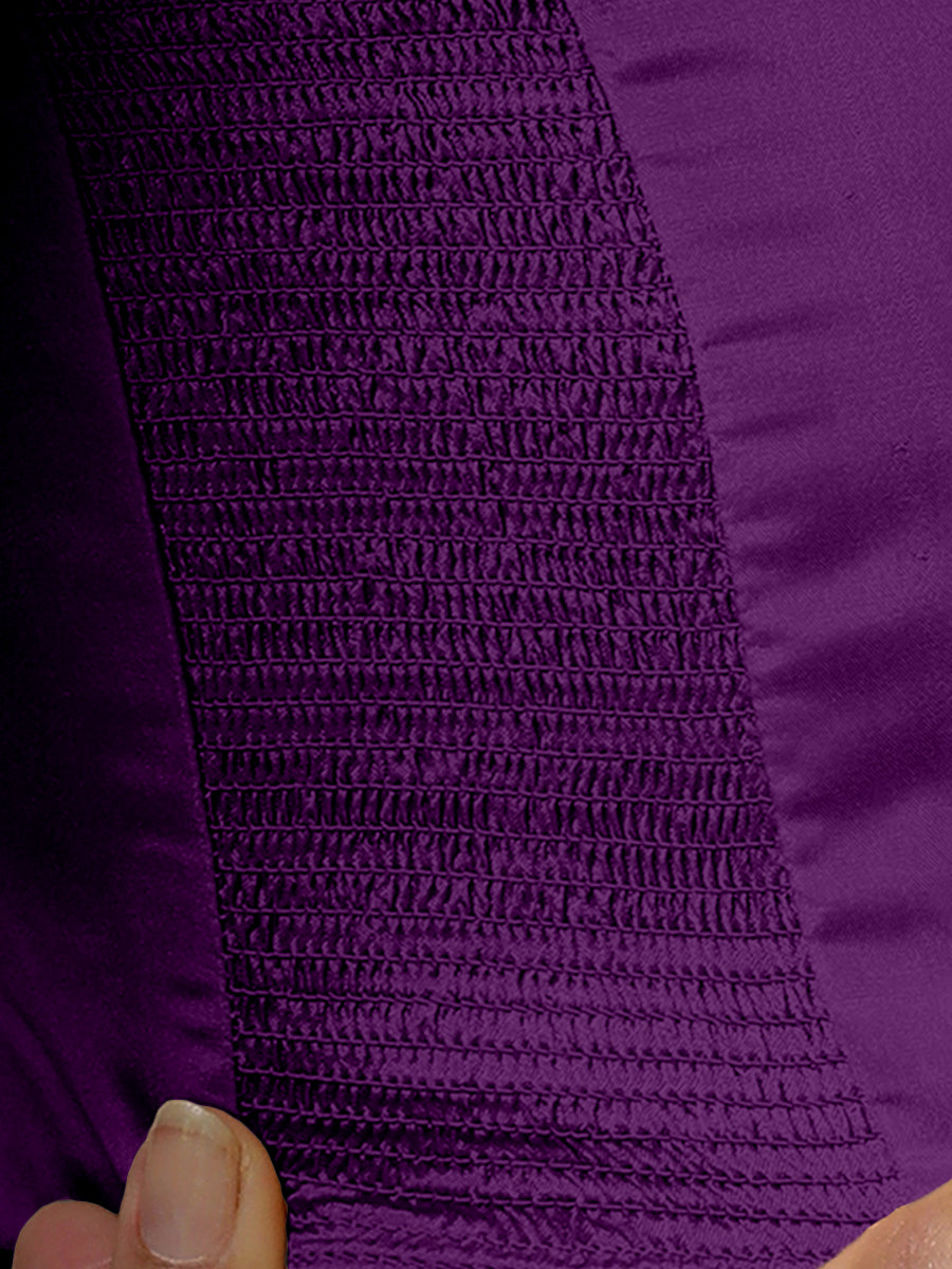 Raisa x Rozaana Saree Blouse, in Purple Vegan Silk, featuring sleeveless and curved v-neckline, made for party & festive.