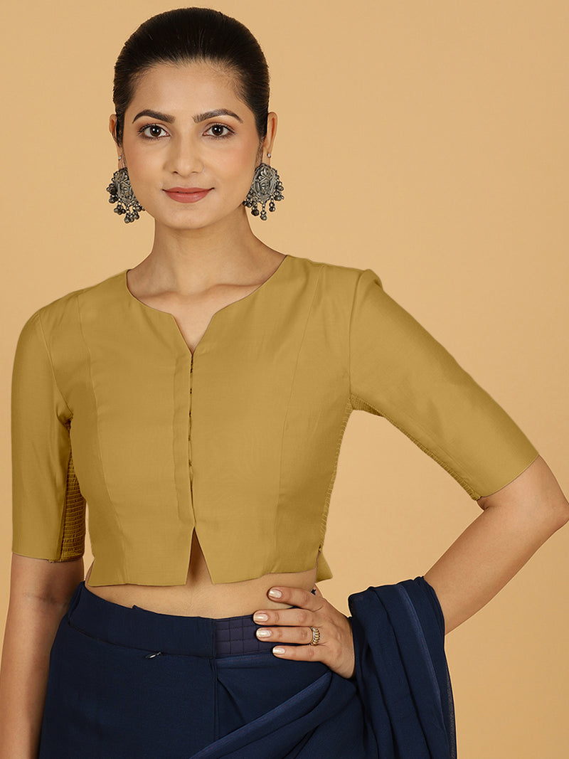Rekha x Rozaana | Long Saree Blouse in Dijon Mustard-Binks