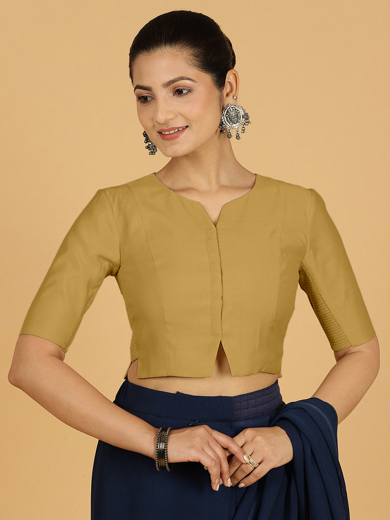 Rekha x Rozaana | Long Saree Blouse in Dijon Mustard-Binks