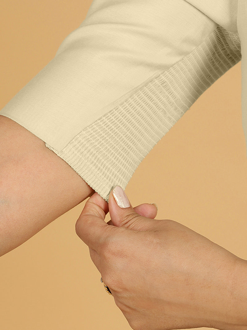 Rekha x Rozaana | Long Saree Blouse in Ivory-Binks