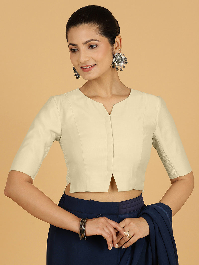 Rekha x Rozaana | Long Saree Blouse in Ivory-Binks