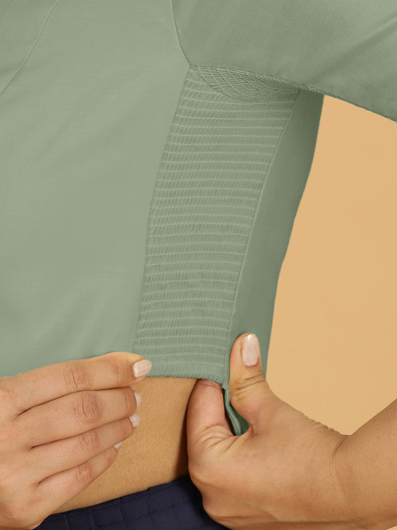 Rekha x Rozaana | Long Saree Blouse in Mint Green-Binks