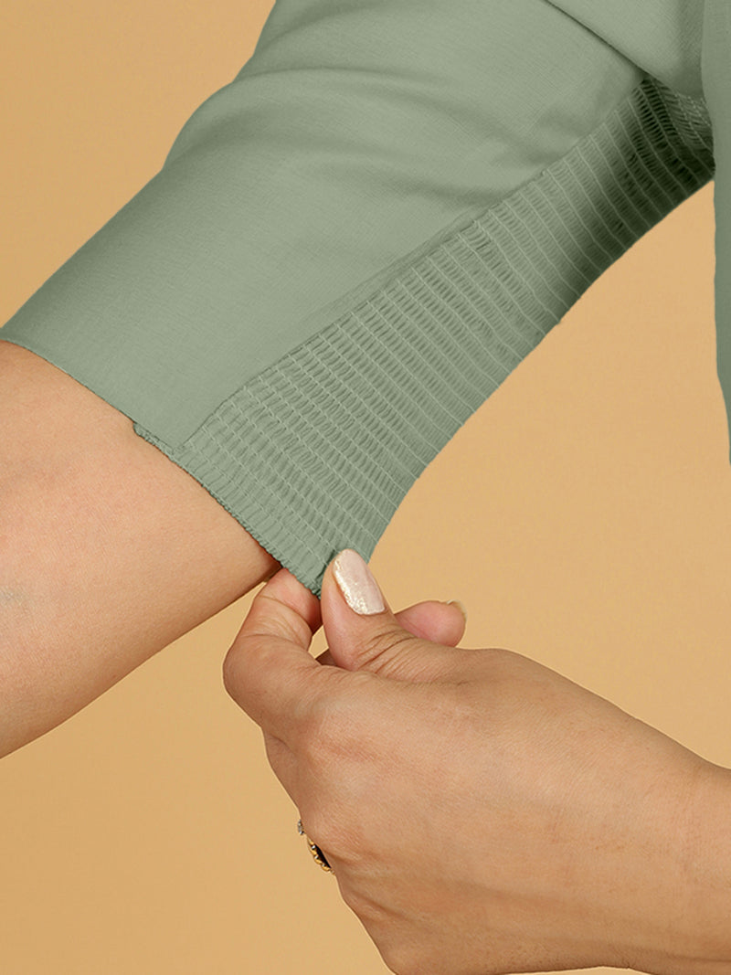 Rekha x Rozaana | Long Saree Blouse in Mint Green-Binks