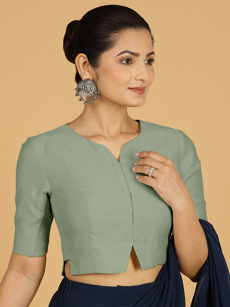 Rekha x Rozaana | Long Saree Blouse in Mint Green-Binks