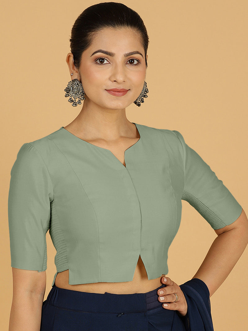 Rekha x Rozaana | Long Saree Blouse in Mint Green-Binks