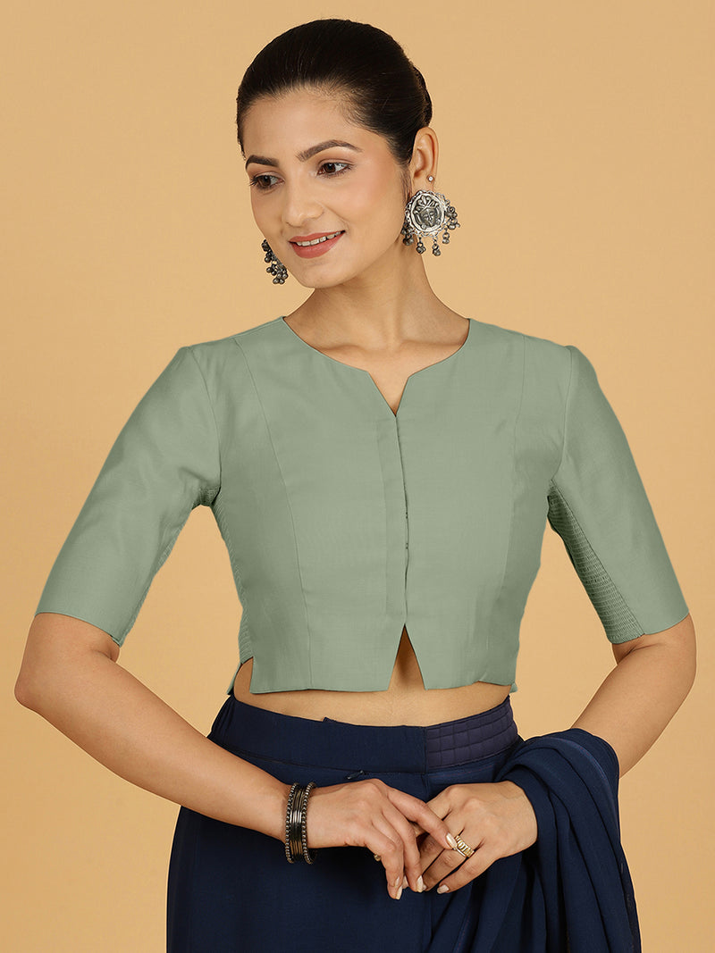Rekha x Rozaana | Long Saree Blouse in Mint Green-Binks