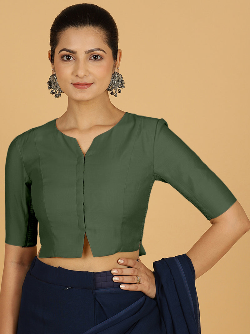 Rekha x Rozaana | Long Saree Blouse in Pine Green-Binks