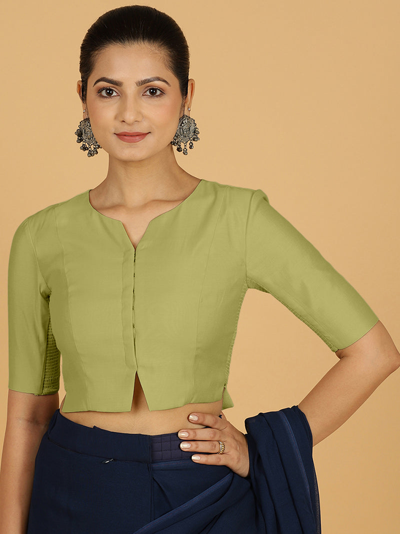 Rekha x Rozaana | Long Saree Blouse in Pista Green-Binks
