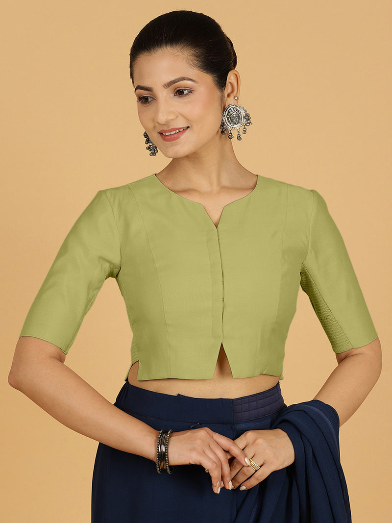 Rekha x Rozaana | Long Saree Blouse in Pista Green-Binks