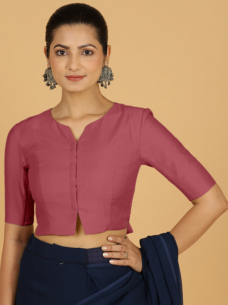 Rekha x Rozaana | Long Saree Blouse in Rose Pink-Binks