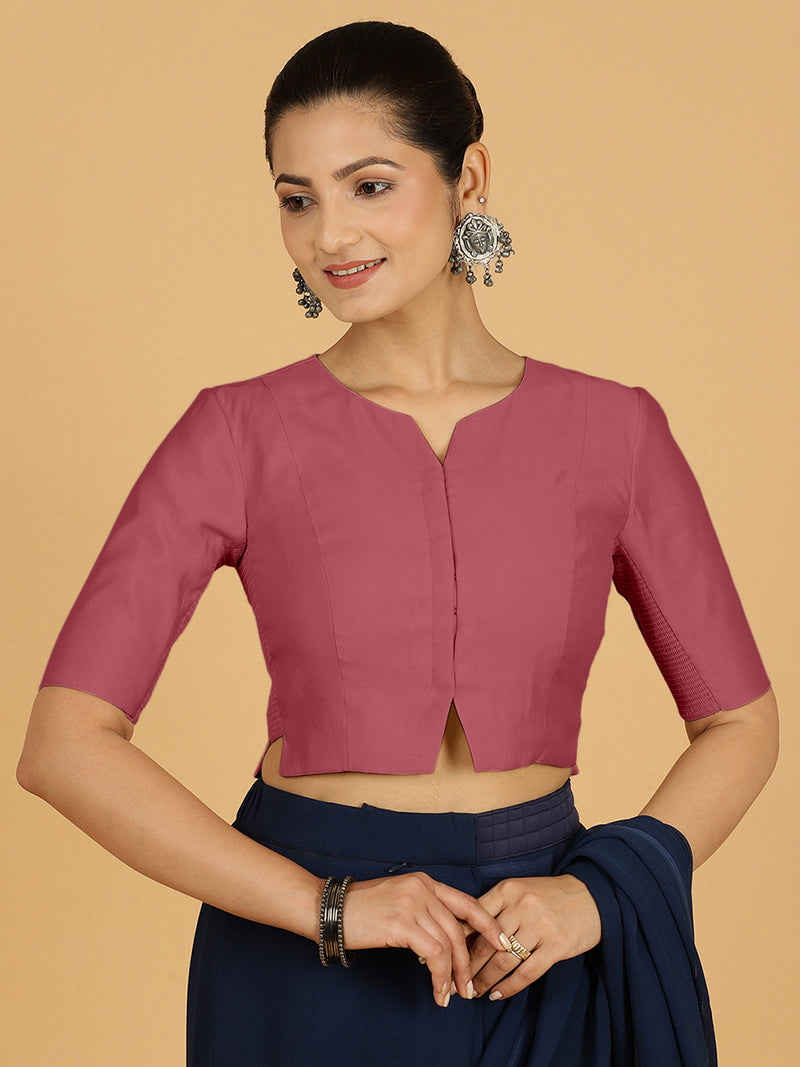 Rekha x Rozaana | Long Saree Blouse in Rose Pink-Binks