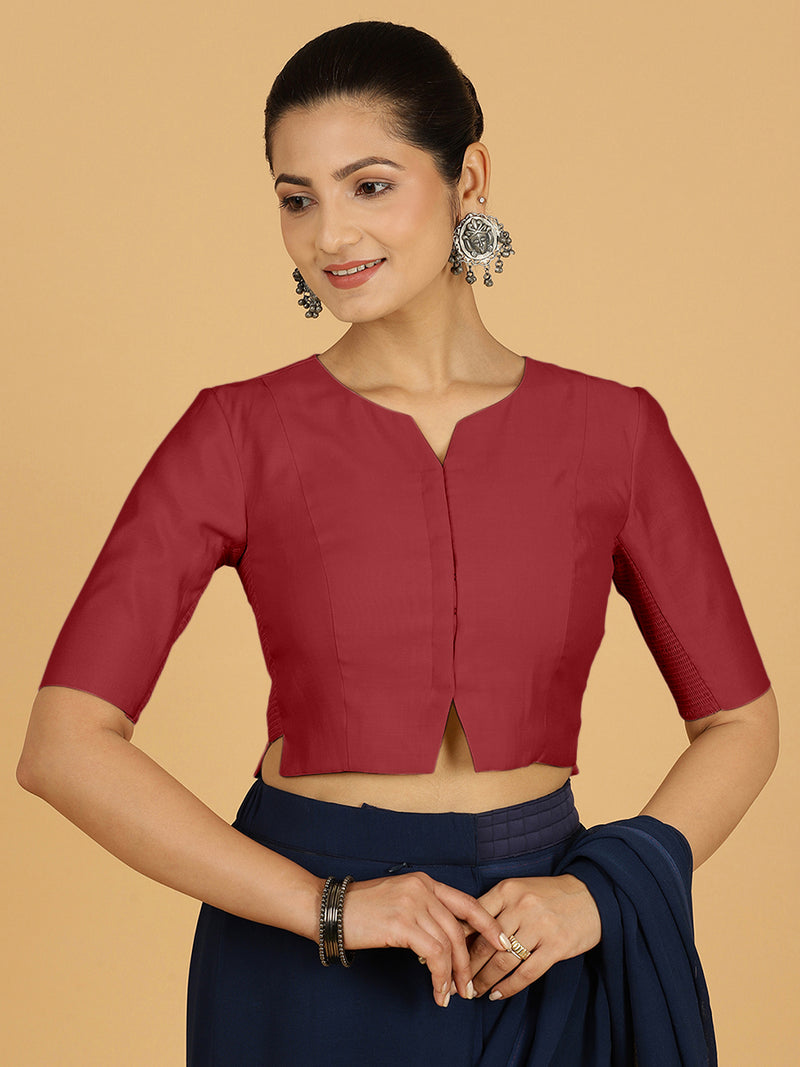 Rekha x Rozaana | Long Saree Blouse in Scarlet Red-Binks