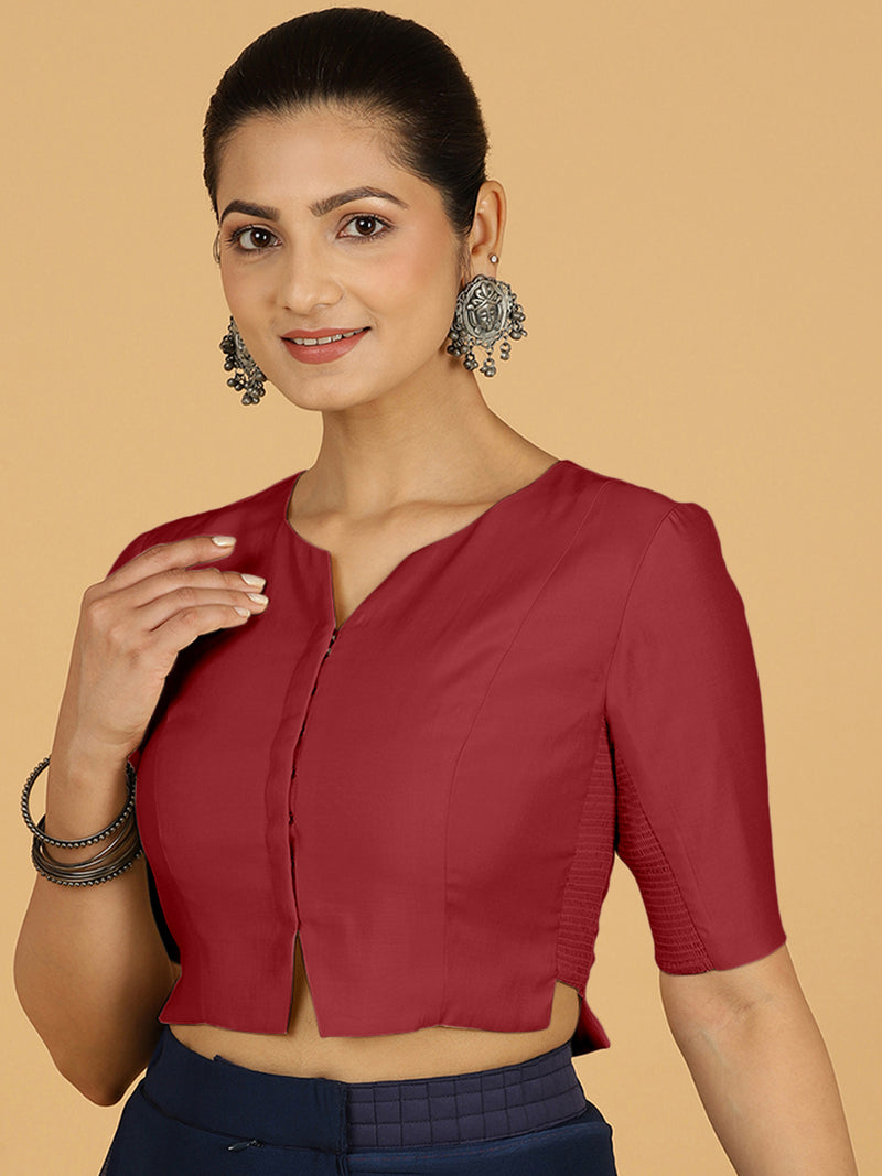 Rekha x Rozaana | Long Saree Blouse in Scarlet Red-Binks