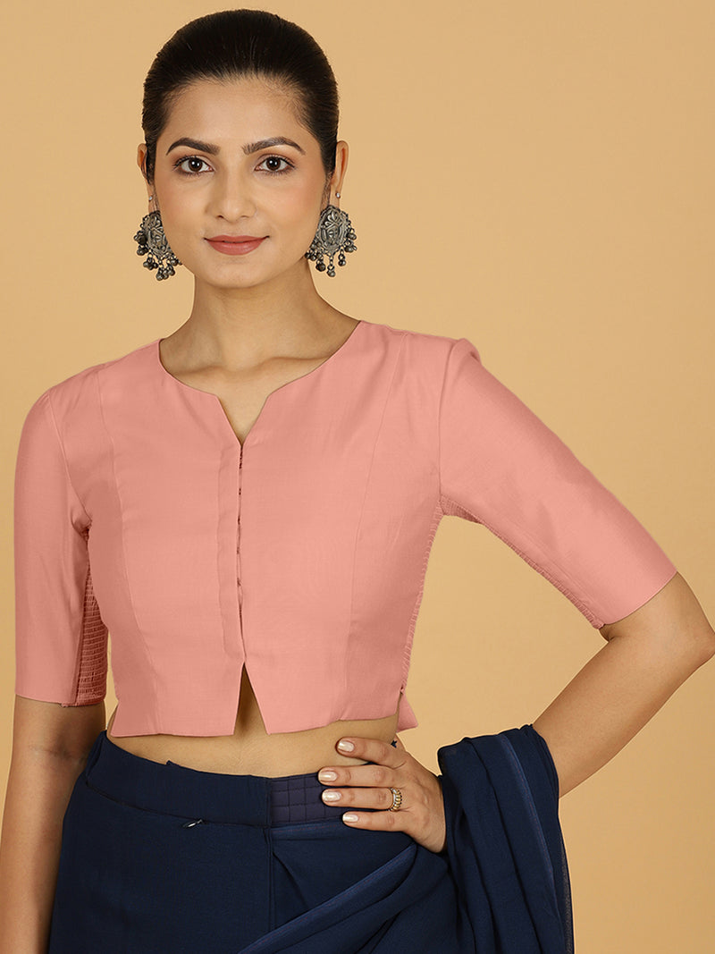 Rekha x Rozaana | Long Saree Blouse in Sea Pink-Binks
